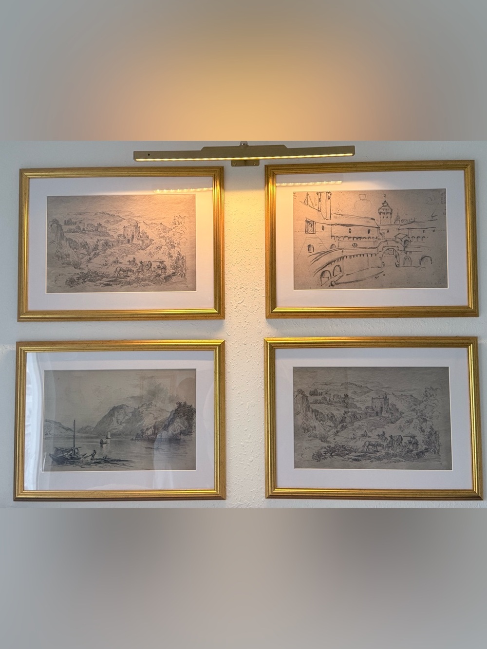 Gold Framed Landscape Wall Art Set - Classic Gold Finish